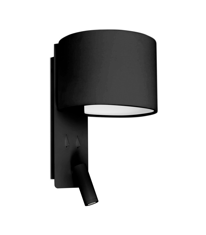 Fold Wall Light Black with Shade 1x E27 with Reading Light 3W-1
