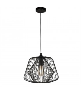 1 Light Cage Pendant Matt Black, E27 - 1
