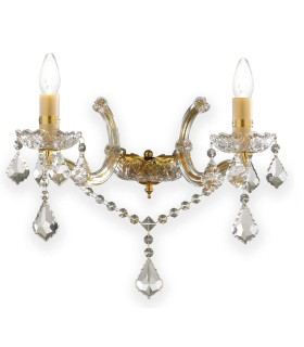Florian  2 Light Indoor Candle Wall Light Gold with Clear Glass And Crystals E14
