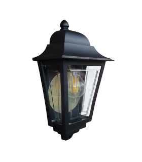 Deco Lane 1 Light Half Outdoor Wall Lantern Black IP44-1