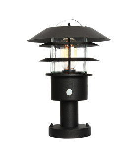 Helsingor 1 Light PIR Pedestal Lantern Black IP44-1