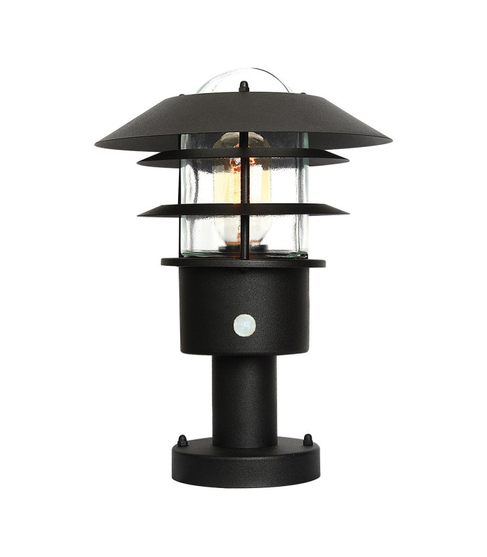 Helsingor 1 Light PIR Pedestal Lantern Black IP44-1