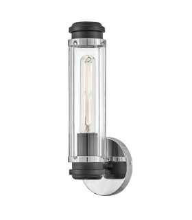 Masthead 1 Light Outdoor Wall Light Polished Chrome & Black IP44-1