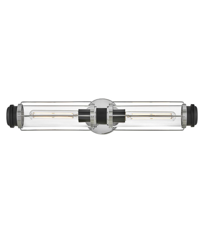 Masthead 2 Light Outdoor Wall Light Polished Chrome & Black IP44-1
