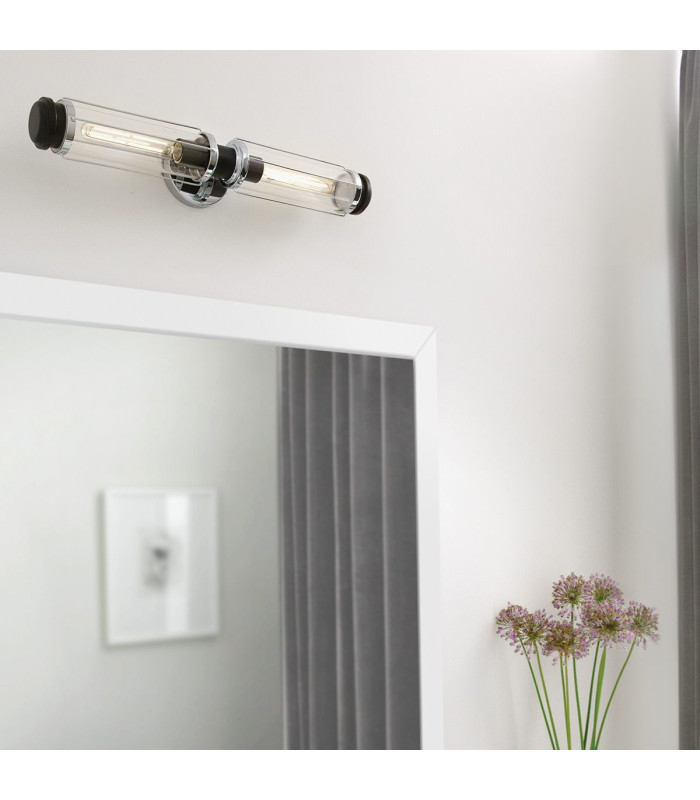 Masthead 2 Light Outdoor Wall Light Polished Chrome & Black IP44-3