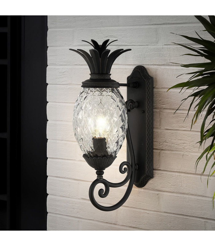 Plantation 1 Light Medium Outdoor Wall Lantern Museum Black IP44-3