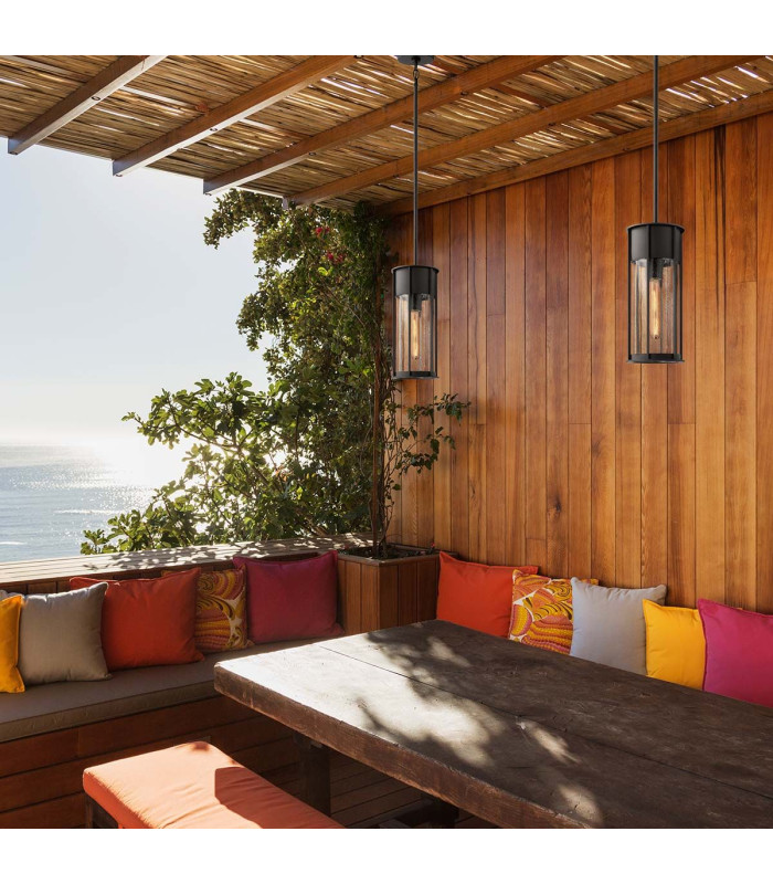 Camillo 1 Light Outdoor Pendant Textured Black IP44-3