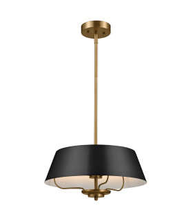 Luella 3 Light Duo-Mount Pendant Black & Brass-1