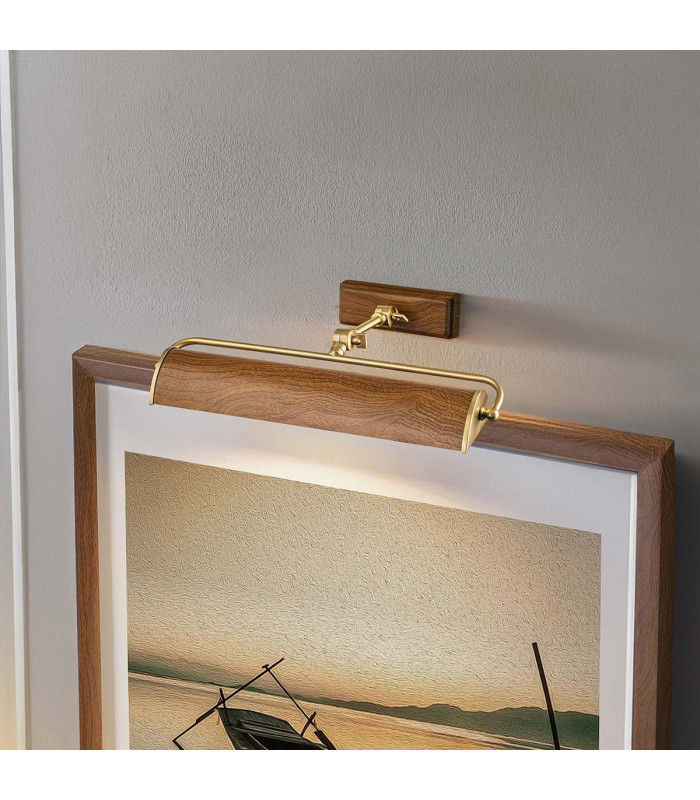Winchfield 2 Light Medium Picture Light Aged Brass & Oak Effect-3