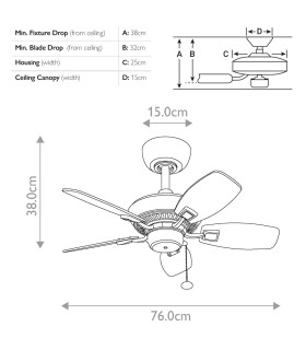 Canfield 76cm Pull Chain Ceiling Fan Brushed Nickel-2