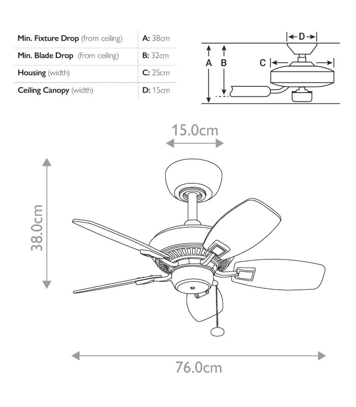Canfield 76cm Pull Chain Ceiling Fan Brushed Nickel-2
