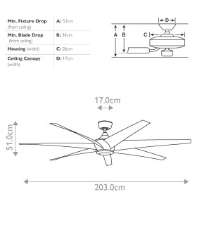 Lehr 203cm 7 Blade Ceiling Fan with Integrated LED Light Antique Satin Silver Remote Control-2