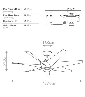 Lehr II 137cm 7 Blade Ceiling Fan Antique Satin Silver Remote Control-2