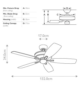 Monarch II 132cm Ceiling Fan Burnished Antique Pewter Remote Control-2