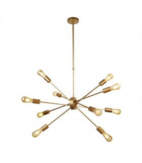 10 Light Multi Arm Pendant Matt Gold, E27 - 1