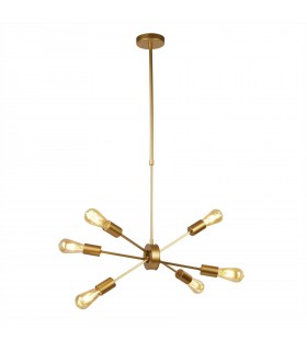 6 Light Pendant Matt Gold, E27 - 1