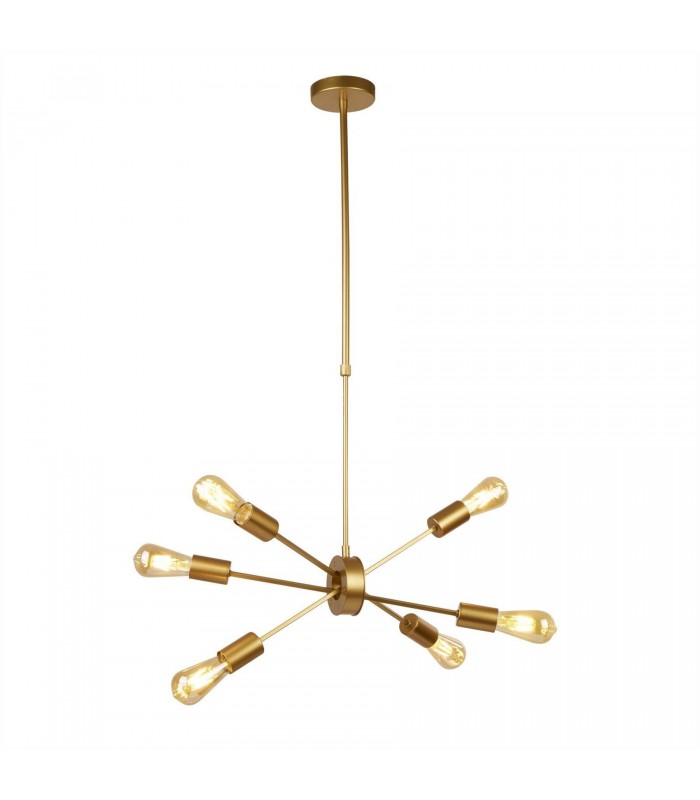 6 Light Pendant Matt Gold, E27 - 1