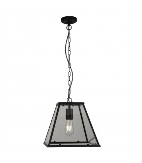 1 Light Lantern Pendant Matt Black, E27 - 1