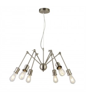 6 Light Multi Arm Pendant Satin Silver, E27 - 1