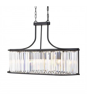5 Light Bar Pendant Matt Black, with Glass, E27 - 1