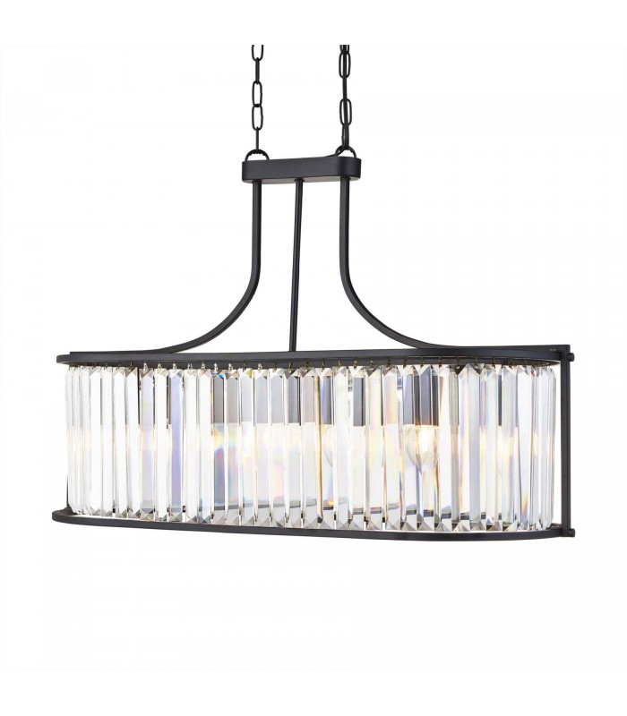 5 Light Bar Pendant Matt Black, with Glass, E27 - 1