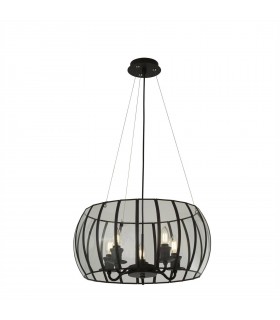 5 Light Pendant Matt Black, Glass, E14 - 1