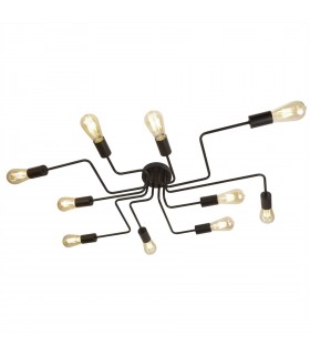 10 Light Flush Ceiling Light Matt Black, E27 - 1