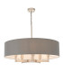 Grande Cylindrical Pendant Ceiling Light Matt Nickel Plate Grey Fabric 5x E27-1