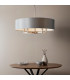 Grande Cylindrical Pendant Ceiling Light Matt Nickel Plate Grey Fabric 5x E27-3