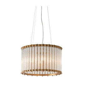 Romola Pendant Ceiling Light Matt Gold Finish Clear Ribbed Glass 6x E14-1