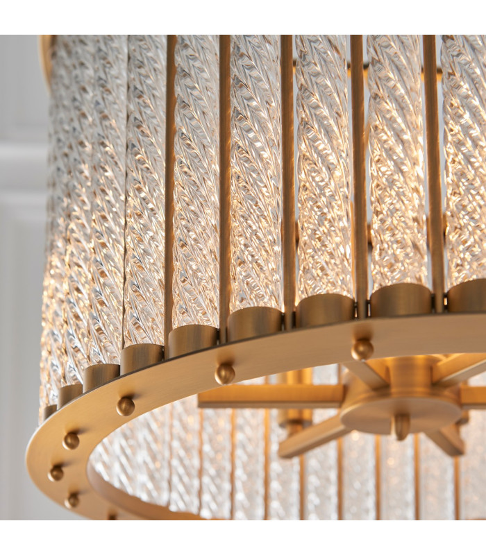 Romola Pendant Ceiling Light Matt Gold Finish Clear Ribbed Glass 6x E14-6