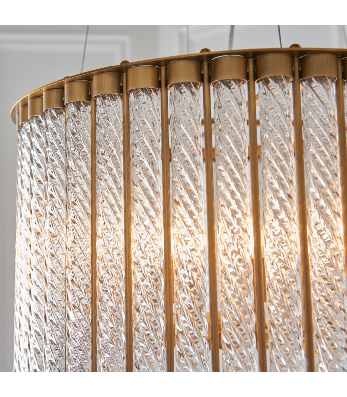 Romola Pendant Ceiling Light Matt Gold Finish Clear Ribbed Glass 6x E14-7