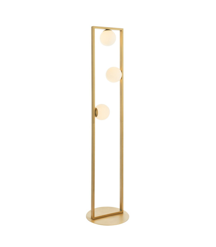 Teo Multi Arm Floor Lamp Brushed Gold Finish Gloss Opal Glass 3x G9-1
