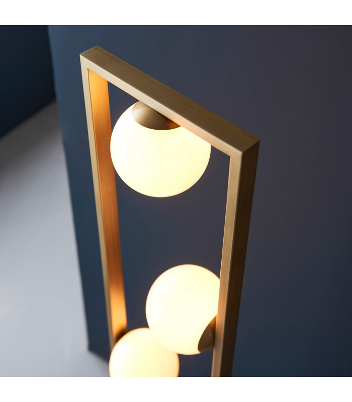 Teo Multi Arm Floor Lamp Brushed Gold Finish Gloss Opal Glass 3x G9-5