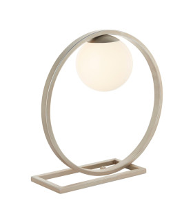 Enzo Globe Table Lamp Brushed Silver Finish Gloss Opal Glass 1x G9-1