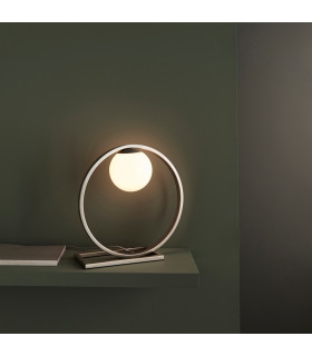 Enzo Globe Table Lamp Brushed Silver Finish Gloss Opal Glass 1x G9-2