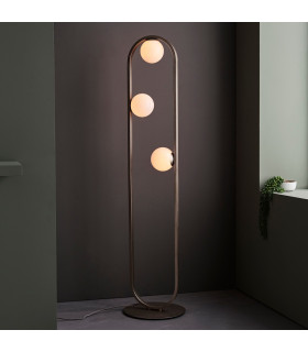 Enzo Multi Arm Floor Lamp Brushed Silver Finish Gloss Opal Glass 3x G9-2