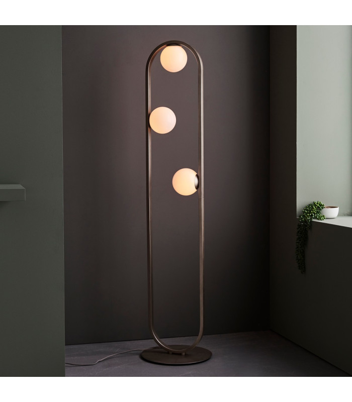 Enzo Multi Arm Floor Lamp Brushed Silver Finish Gloss Opal Glass 3x G9-2