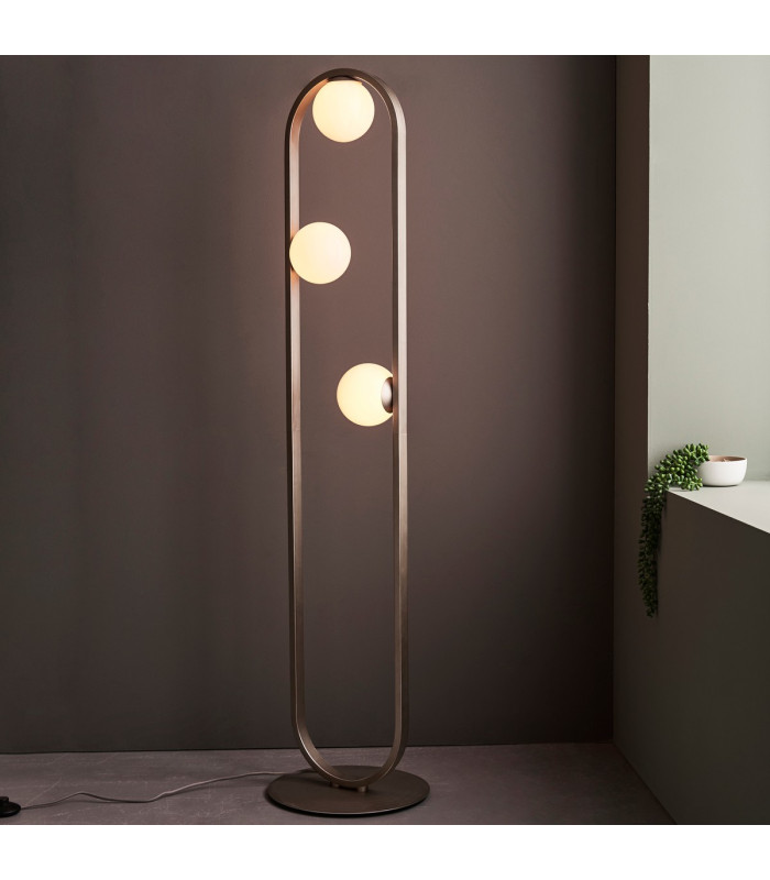 Enzo Multi Arm Floor Lamp Brushed Silver Finish Gloss Opal Glass 3x G9-3