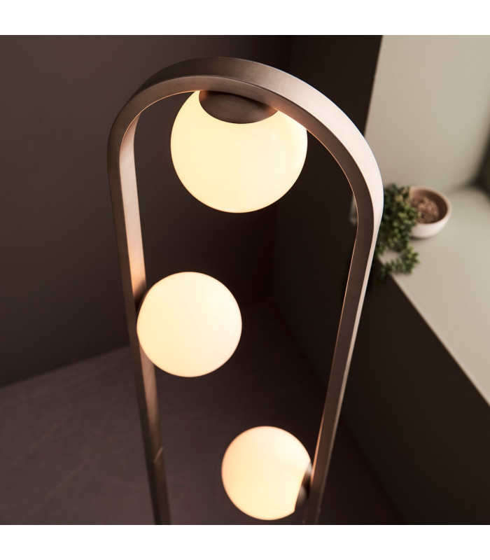 Enzo Multi Arm Floor Lamp Brushed Silver Finish Gloss Opal Glass 3x G9-5