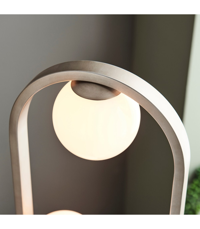 Enzo Multi Arm Floor Lamp Brushed Silver Finish Gloss Opal Glass 3x G9-6