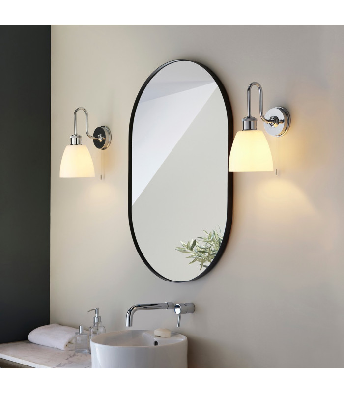 Piper Bathroom Wall Lamp Chrome Plate Gloss Opal Glass 1x E27-3
