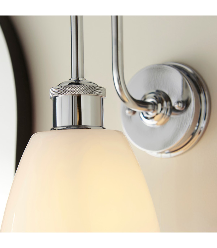 Piper Bathroom Wall Lamp Chrome Plate Gloss Opal Glass 1x E27-7