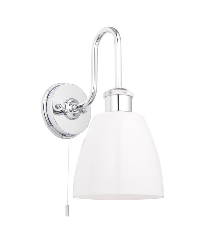 Piper Bathroom Wall Lamp Chrome Plate Gloss Opal Glass 1x E27-9