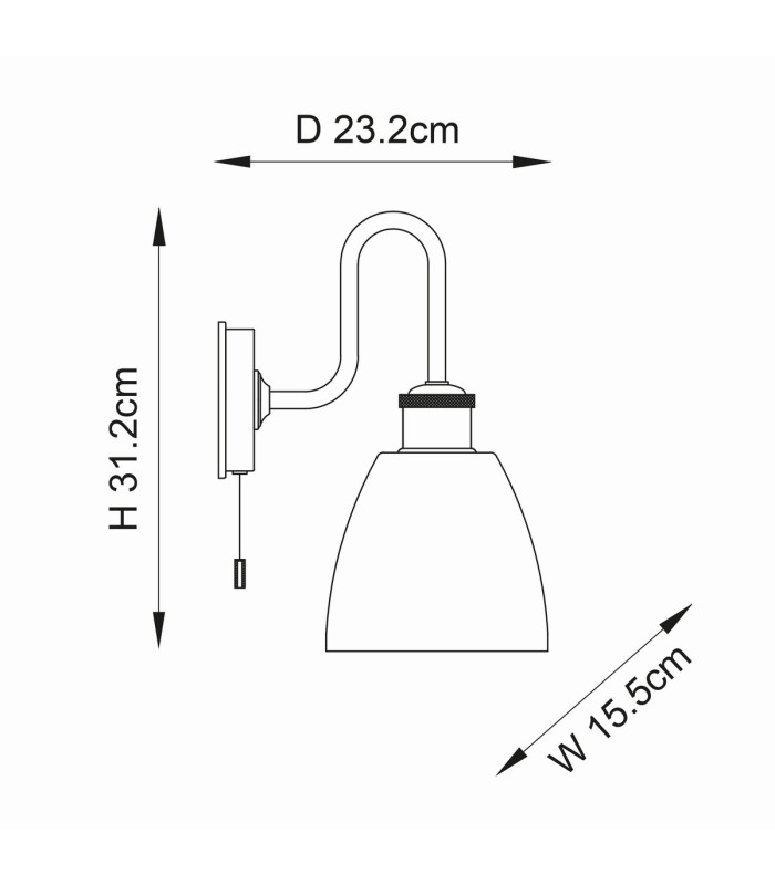 Piper Bathroom Wall Lamp Chrome Plate Gloss Opal Glass 1x E27-10
