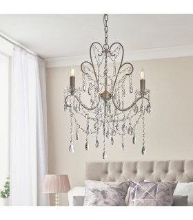 Berkley Chandeliers Aged Silver Paint Clear Cut Glass 3x E14-2