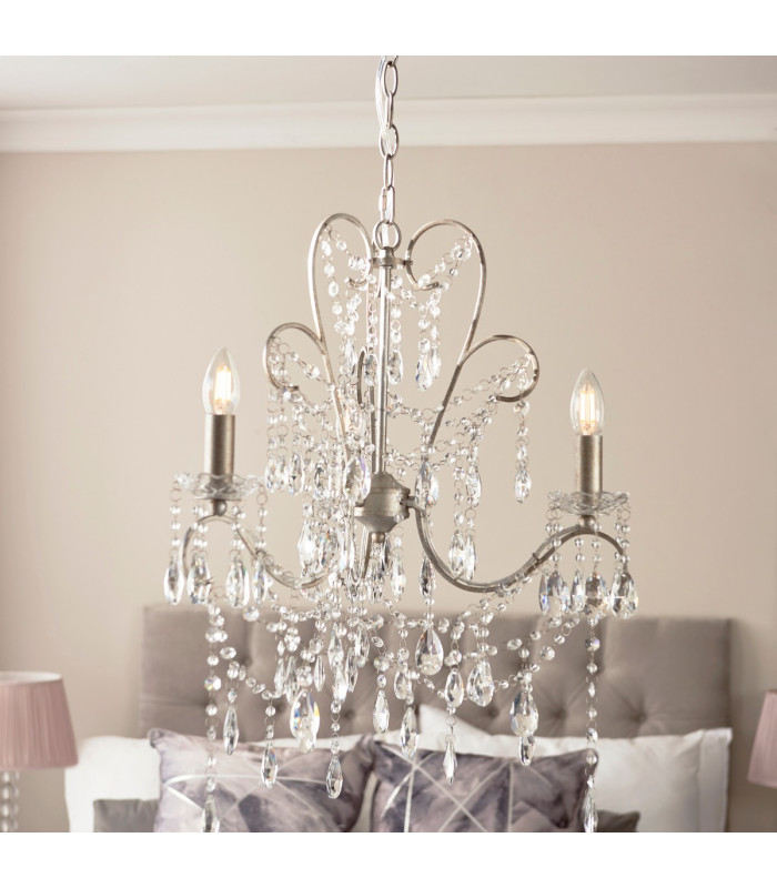 Berkley Chandeliers Aged Silver Paint Clear Cut Glass 3x E14-4