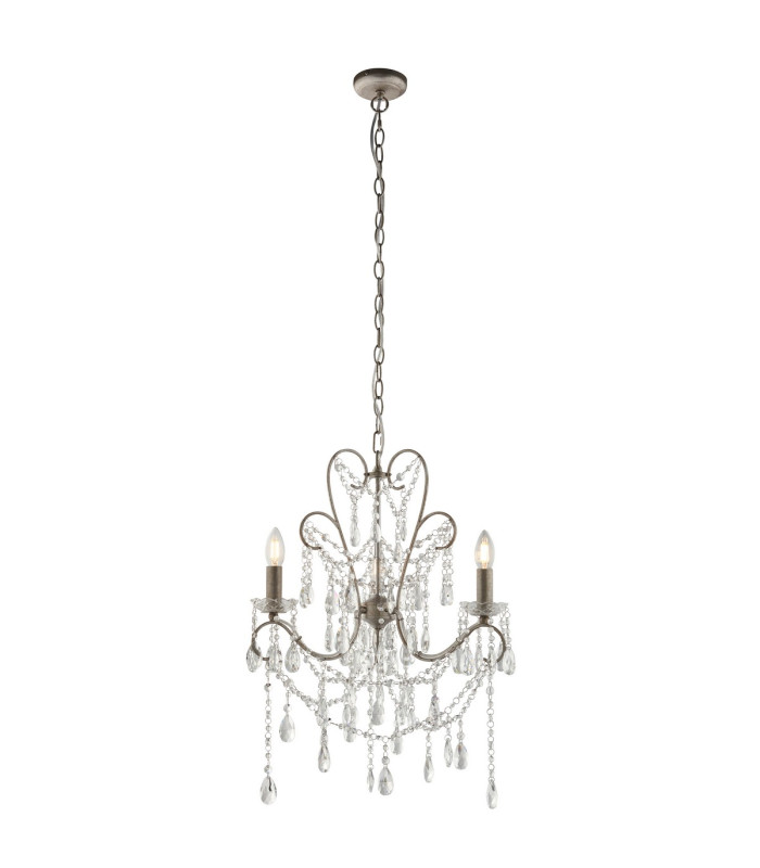 Berkley Chandeliers Aged Silver Paint Clear Cut Glass 3x E14-9