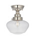 Camberley Bowl Semi Flush Ceiling Light Bright Nickel Plate Clear Glass 1x E27-1