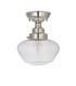 Camberley Bowl Semi Flush Ceiling Light Bright Nickel Plate Clear Glass 1x E27-7